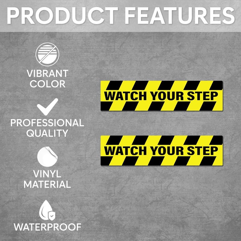 RABOWA Pack 8 Pcs Watch Your Step Sticker for Indoor Outdoor Floor Safety Caution Warning Security Signs Window Funny Bumper Stickers Weatherproof Large Vinyl Decals Home Accessories - Image 3
